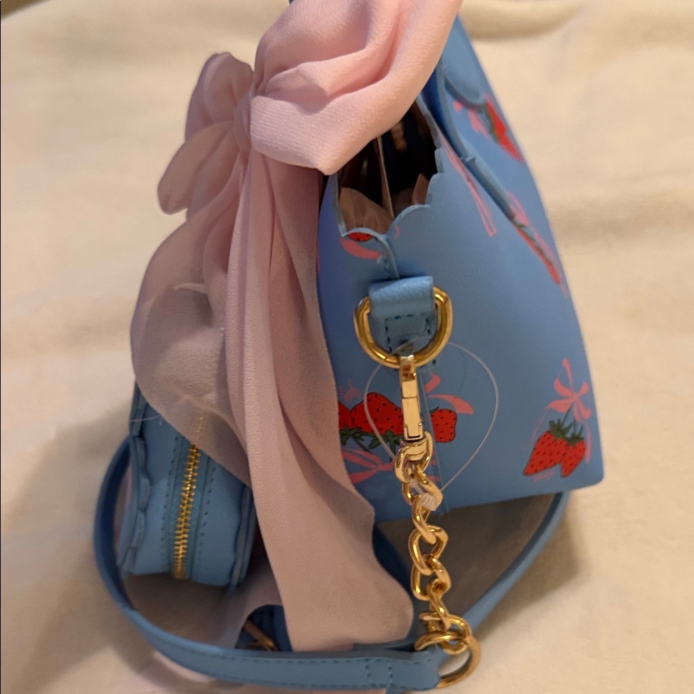 Blue Strawberry Embellished Women's Bag - Picture 6 of 10